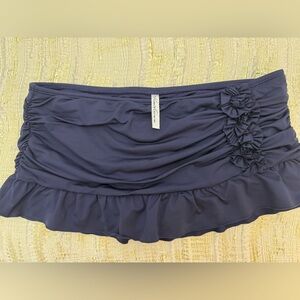 Kenneth Cole Navy Blue Ruffled Swim Skirt
